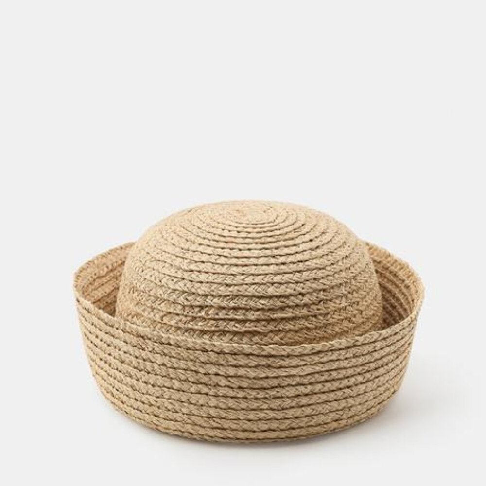Zara Natural Straw Raffia Bucket Hat - Beige